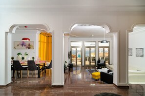 Deluxe Villa | Living area | 55-inch flat-screen TV with cable channels, TV, Netflix - Villa view (Tiberias)