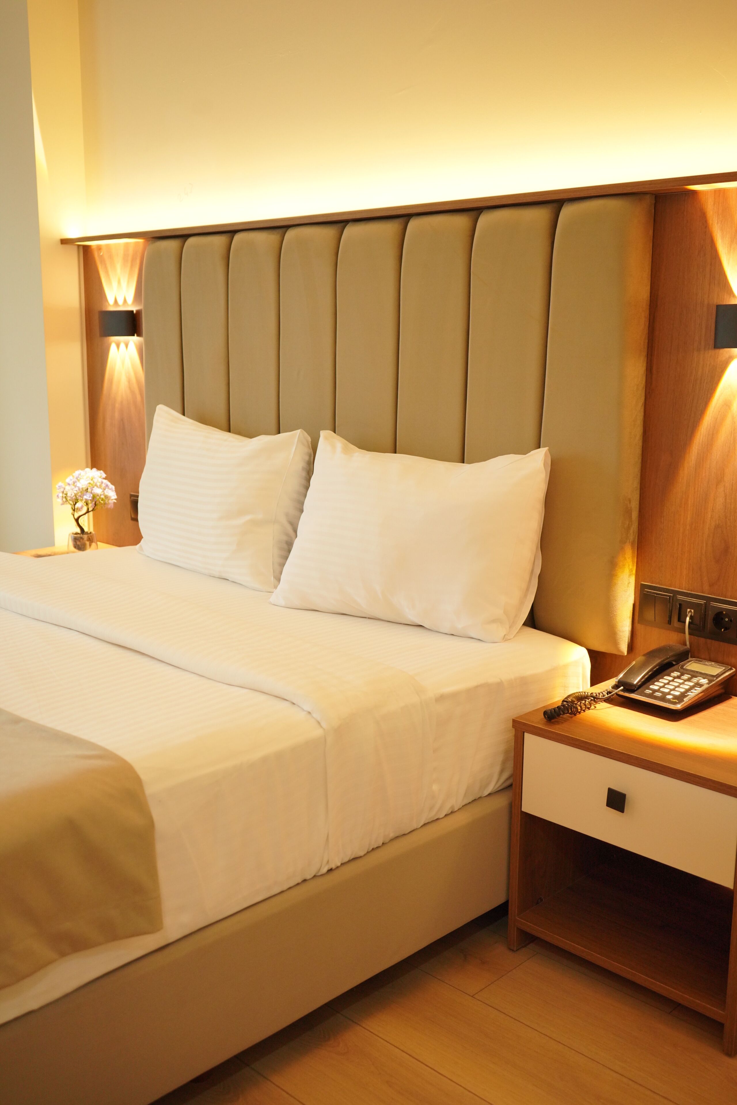 Minibar, desk, laptop workspace, soundproofing