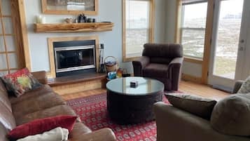 Televisión y chimenea