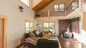 TV connectée, cheminée, lecteur de DVD, chaîne hi-fi