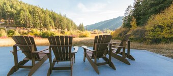 Custom built home on 5 private acres, unobstructed views, and a hot tub. 