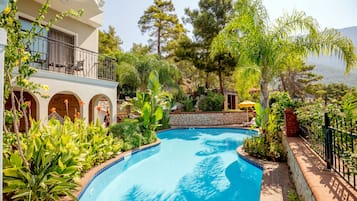Outdoor pool, open 8:30 AM to 8:30 PM, pool loungers