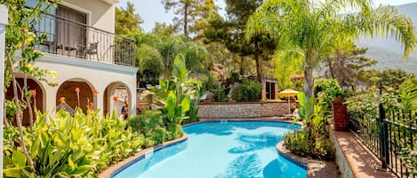 Outdoor pool, open 8:30 AM to 8:30 PM, sun loungers