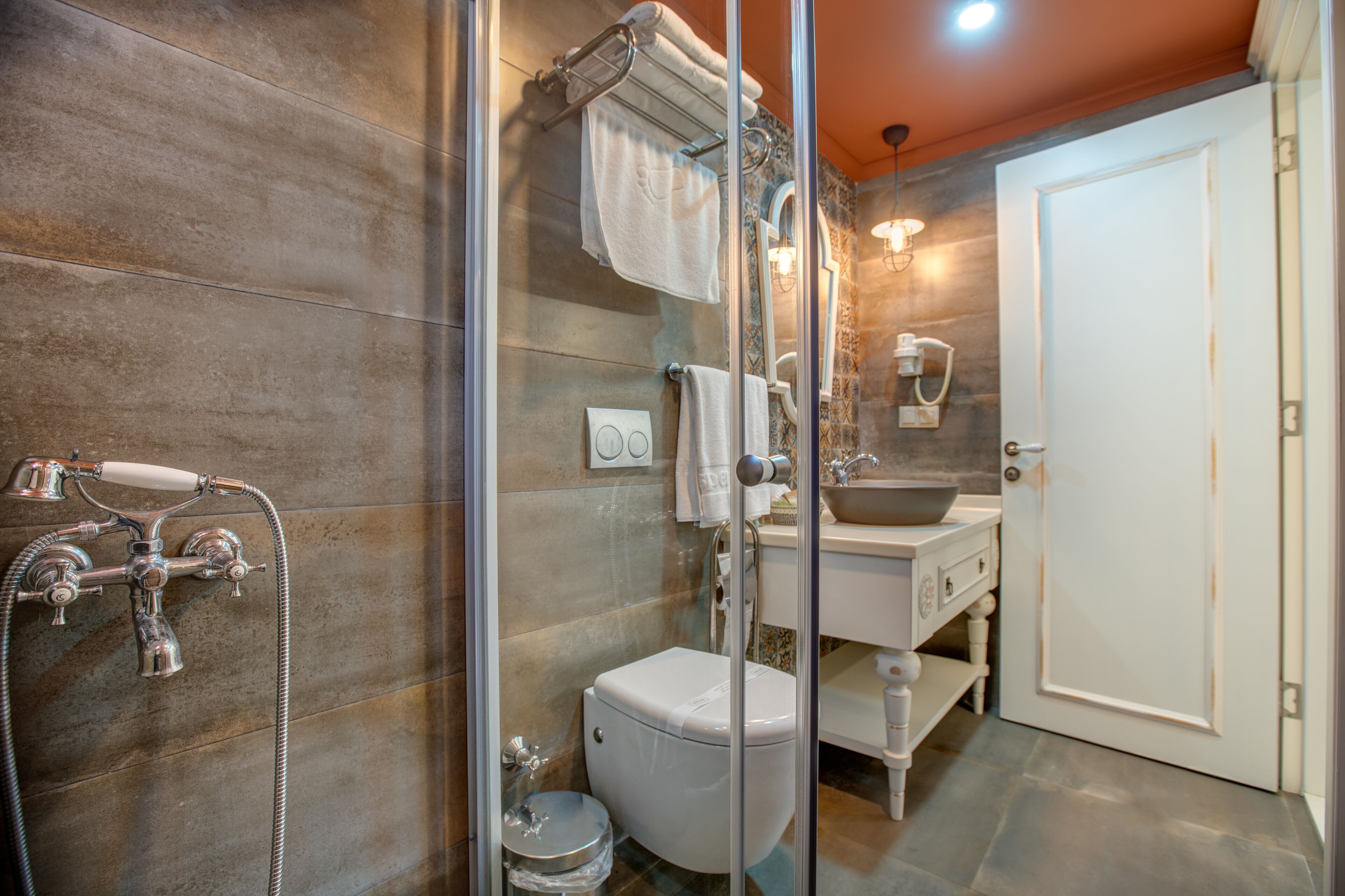 free toiletries, hair dryer, slippers, towels