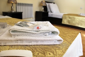 Premium bedding, desk, soundproofing, rollaway beds