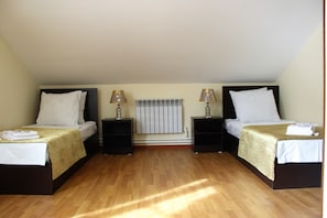 Premium bedding, desk, soundproofing, rollaway beds
