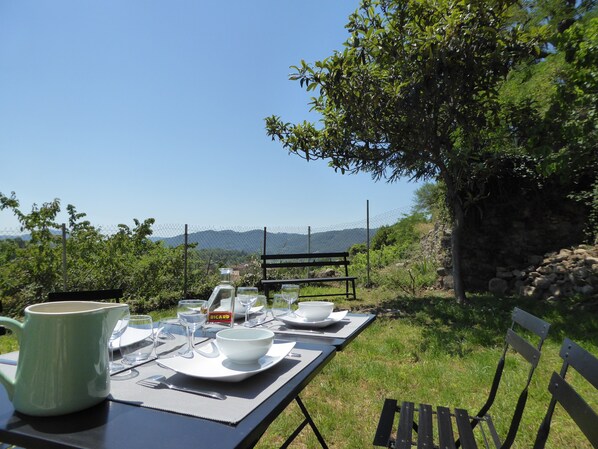 Outdoor dining - My life there, between vineyards and Rhône (Arras-sur-Rhône)