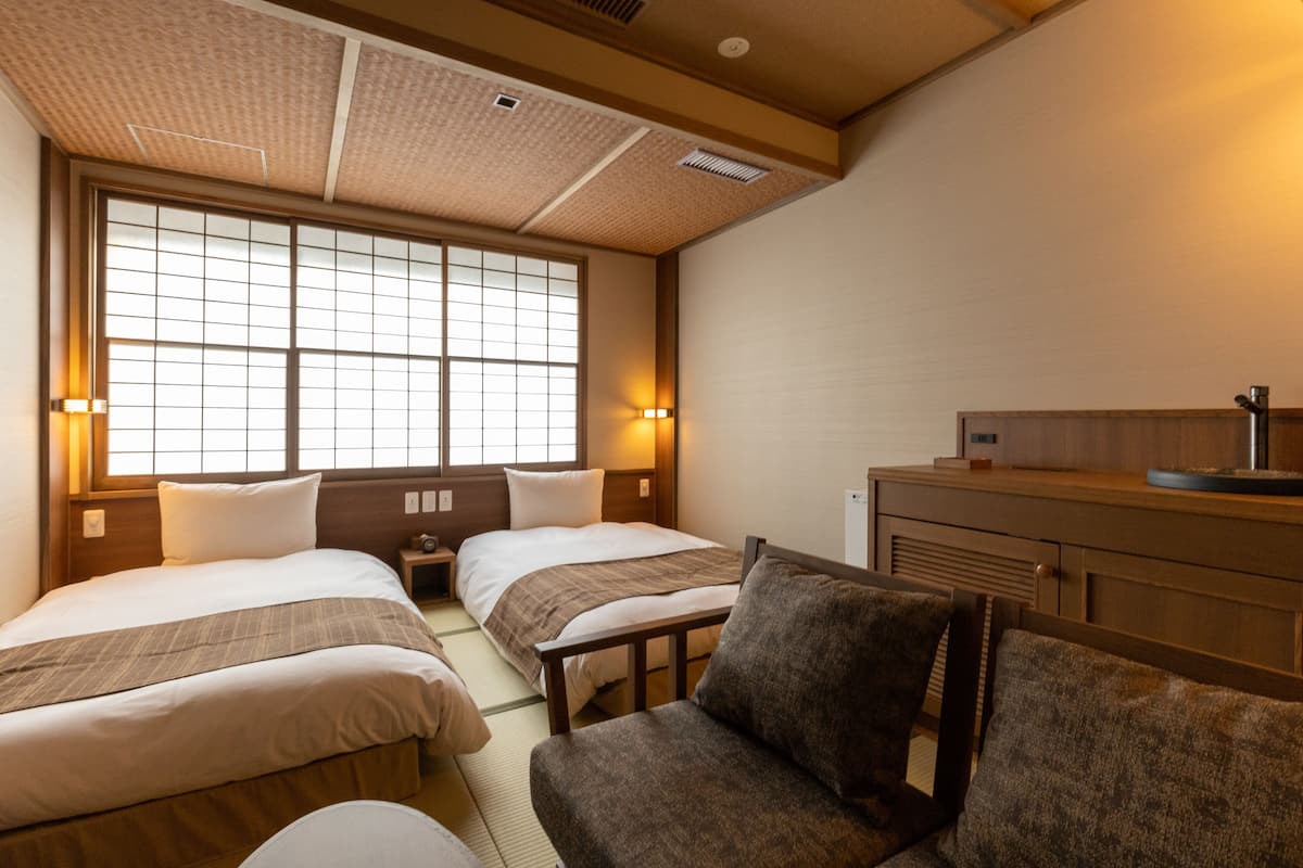 japanese style twin room | down duvets, in-room safe, free wifi, bed sheets