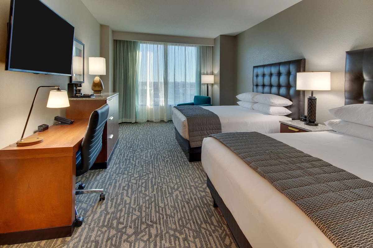 In-room safe, desk, laptop workspace, blackout curtains