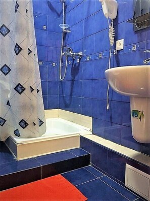 Standard Double Room (Extra bed) | Bathroom | Shower, free toiletries, hair dryer, towels