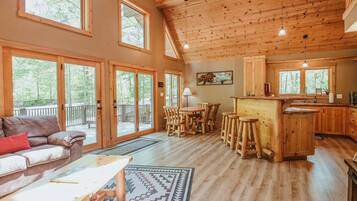 TV, fireplace, DVD player, foosball