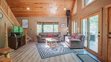 TV, fireplace, DVD player, foosball