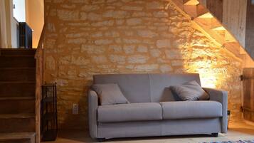 Télévision, cheminée, lecteur de DVD, table de tennis de table