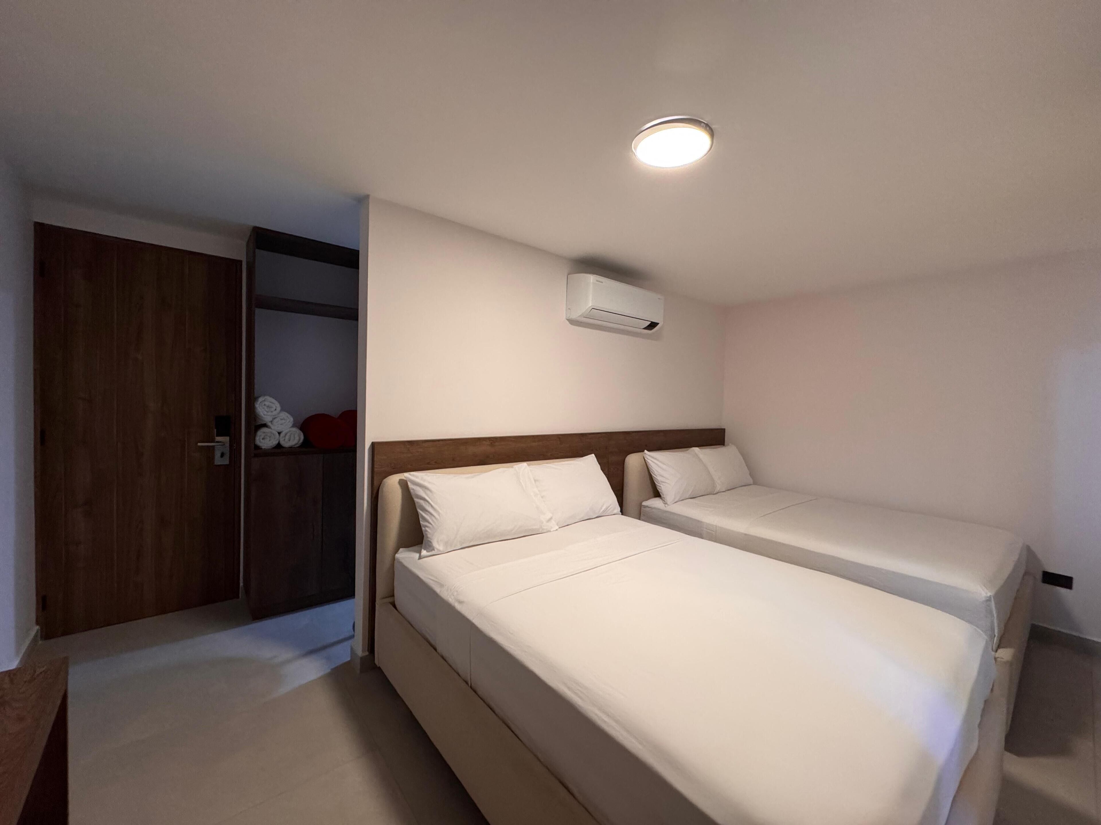 Basic Twin Room, 2 Double Beds, Non Smoking | Egyptian cotton sheets, premium bedding, down duvets