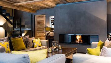 Télévision, cheminée, jeux vidéo, lecteur de DVD