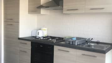 Fridge, oven, stovetop, electric kettle