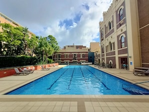 Communal outdoor swimming pool