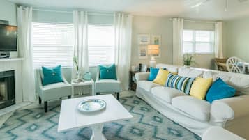 TV connectée, cheminée, jeux vidéo, lecteur de DVD