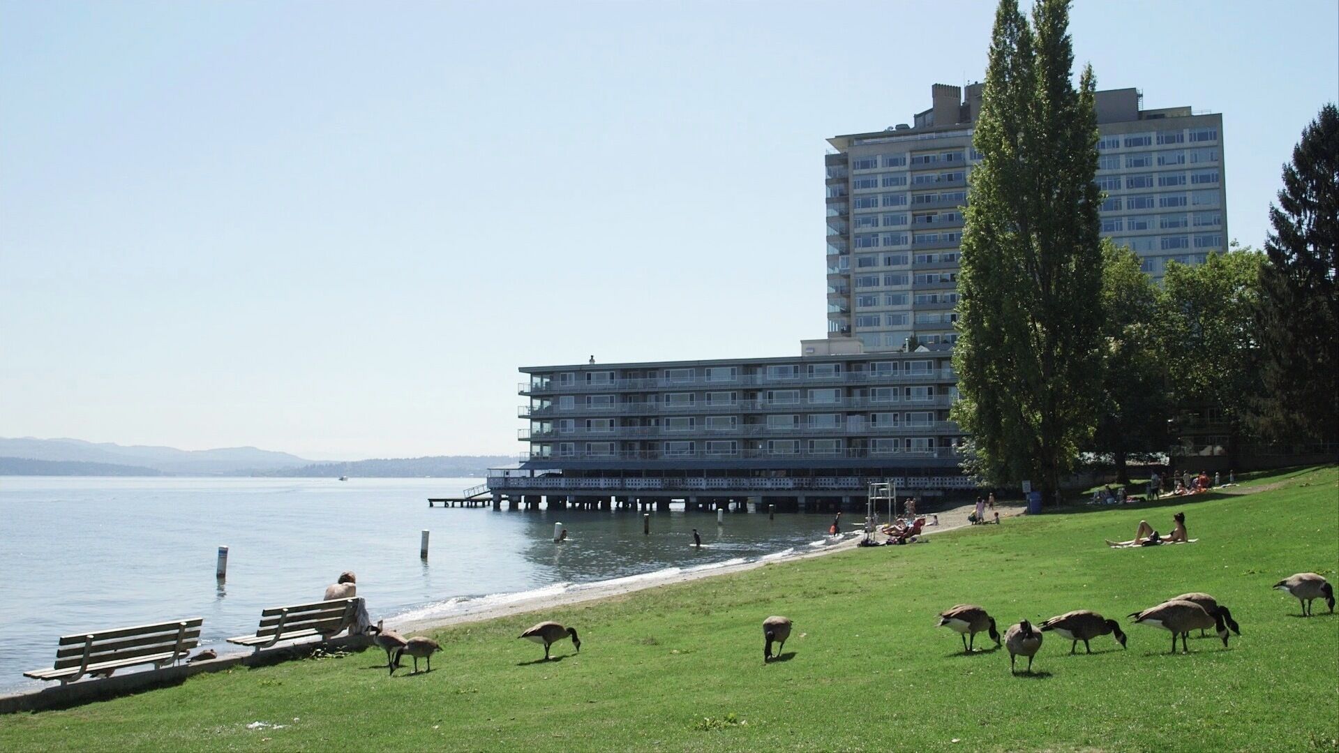 Madison Beach 1/2 block to the South has lifeguards in the summer months