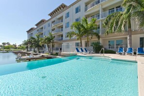 An infinity pool, a heated pool
