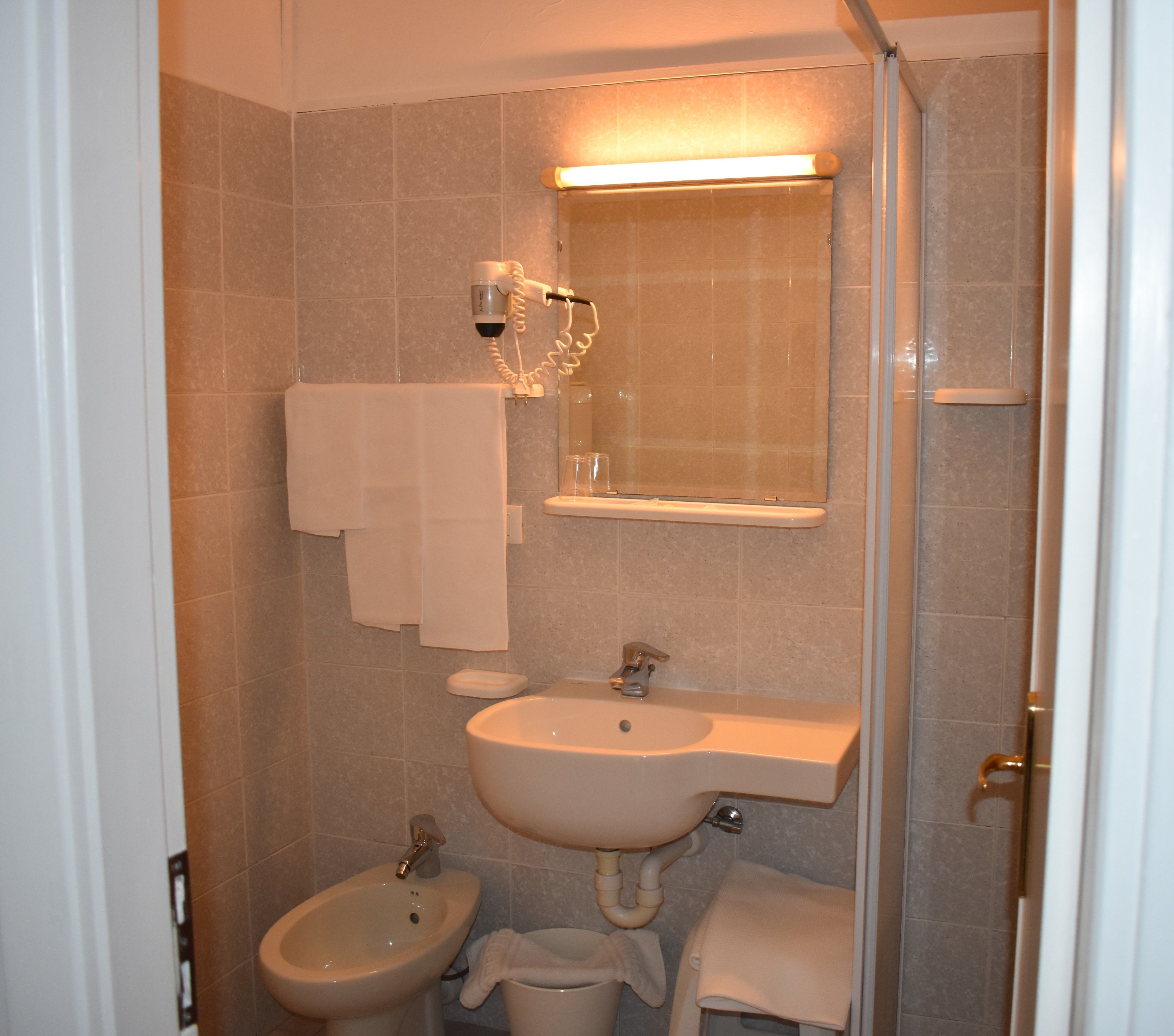 shower, free toiletries, hair dryer, bidet