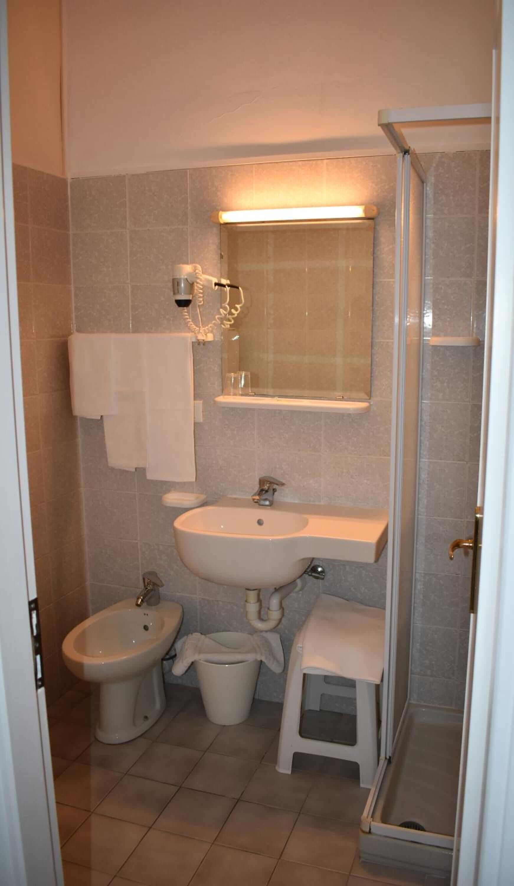 shower, free toiletries, hair dryer, bidet