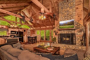 Televisión, chimenea, videojuegos, futbolito