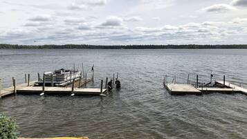 On the beach, sun-loungers