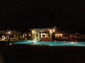 Outdoor pool, pool loungers