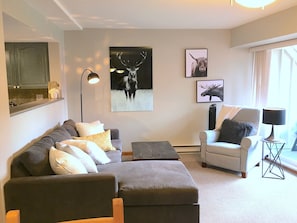 Smart TV, fireplace, video games, DVD player