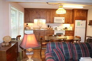 Fridge, microwave, coffee/tea maker, toaster - 'Ski Shack' Condo w/ Private Deck (Sugar Mountain)