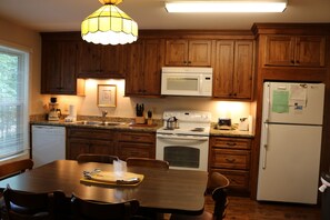 Fridge, microwave, coffee/tea maker, toaster - 'Ski Shack' Condo w/ Private Deck (Sugar Mountain)