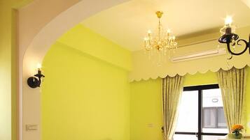 Desk, blackout curtains, free WiFi, bed sheets