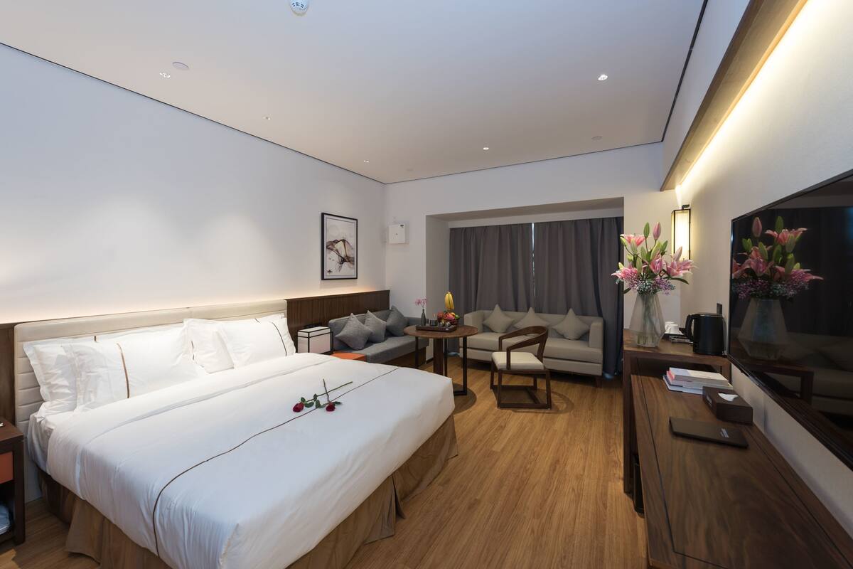 Desk, blackout curtains, iron/ironing board, free WiFi