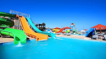 Indoor pool, outdoor pool, pool loungers