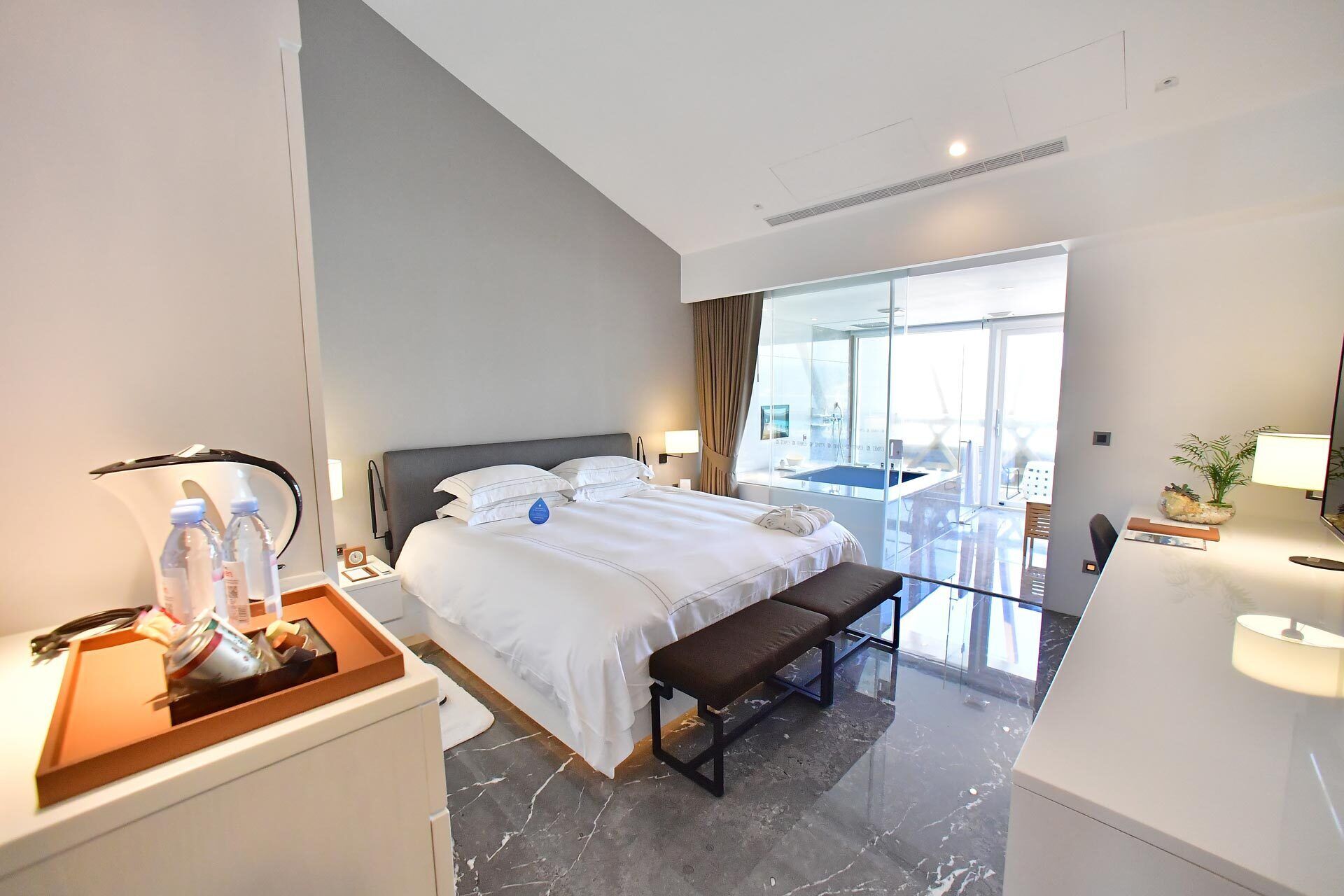 Family Room with Side Sea View | Premium bedding, down comforters, free minibar, in-room safe