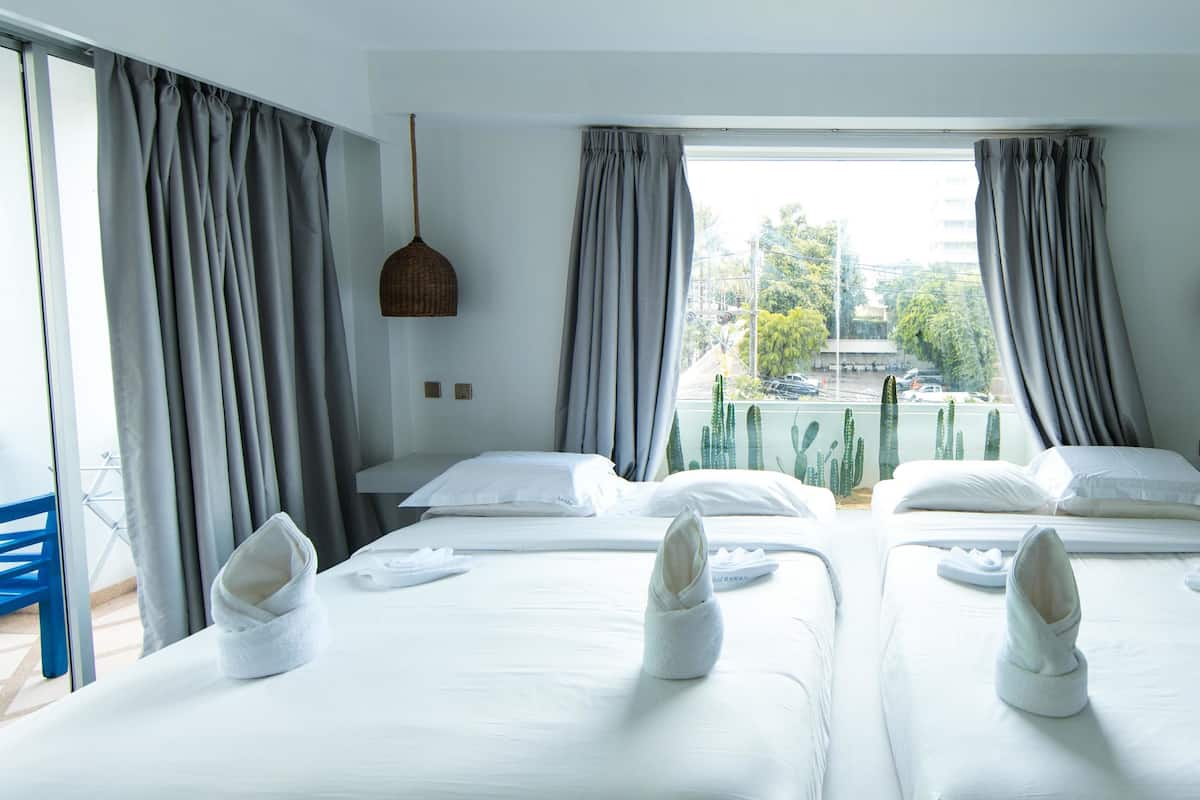 Blackout curtains, free WiFi, bed sheets