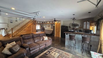 TV, video games, DVD player, video library