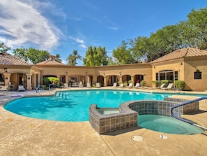 Outdoor pool, a heated pool - Ultra-Clean, Designer Condo. Walk to grocery, restaurants, coffee, and shopping! (Scottsdale)