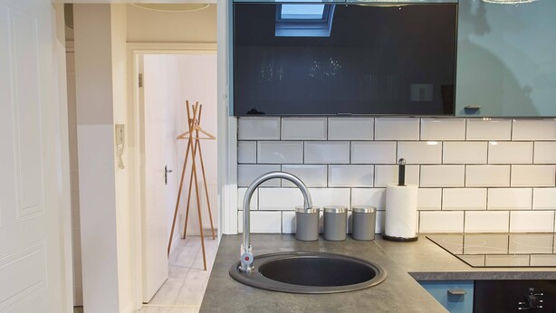 Departamento de lujo, varias camas, para no fumadores | Cocina privada | Cafetera y tetera, refrigerador, microondas y horno