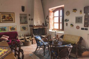 TV, fireplace