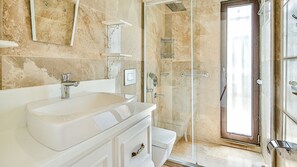 Shower, hair dryer, towels, toilet paper - Mermaid Duo  has unobstructed sea-views form its hillside perch. (Antalya)