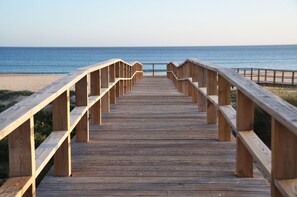 Beach nearby, sun loungers