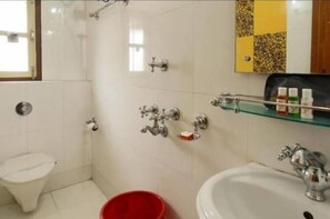 Premium Room, Multiple Beds, Accessible, Non Smoking | Bathroom | Shower, rainfall showerhead, slippers, towels