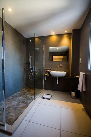 Dusche, Regendusche, kostenlose Toilettenartikel, Haartrockner