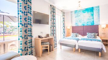 Monolocale Deluxe, vista mare | Biancheria da letto di alta qualità, materassi in memory foam