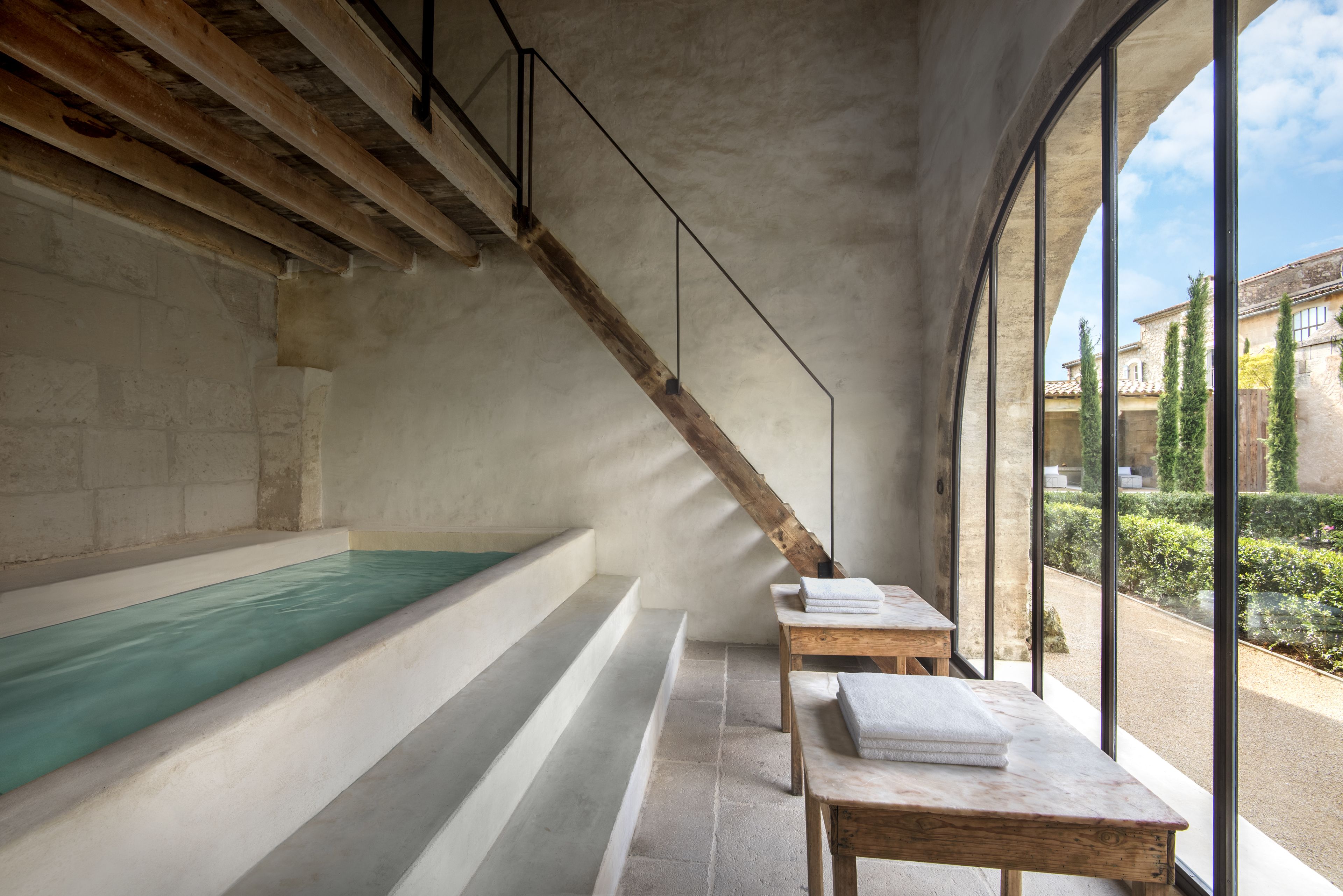 Indoor pool, outdoor pool, sun loungers