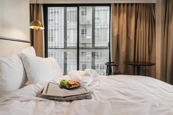 Pillowtop beds, in-room safe, blackout drapes, soundproofing