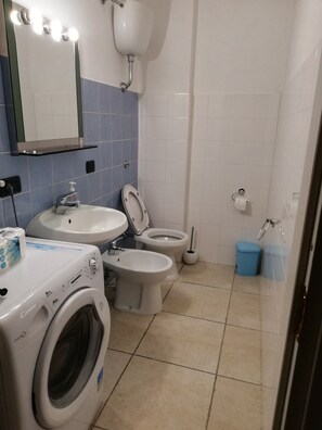 Douche, séchoir à cheveux, bidet, serviettes fournies