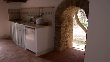Fridge, oven, stovetop, coffee/tea maker